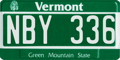 VT license plate NBY336