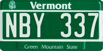 VT license plate NBY337
