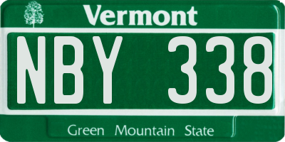 VT license plate NBY338
