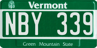 VT license plate NBY339