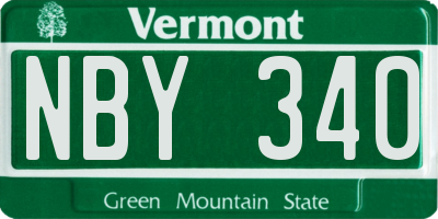 VT license plate NBY340