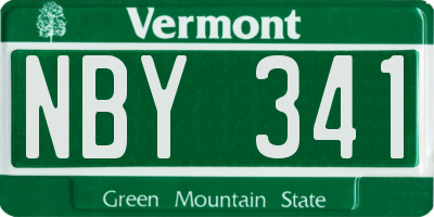 VT license plate NBY341