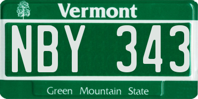 VT license plate NBY343