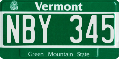 VT license plate NBY345