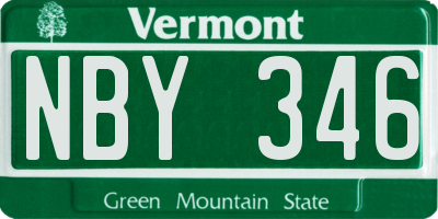 VT license plate NBY346