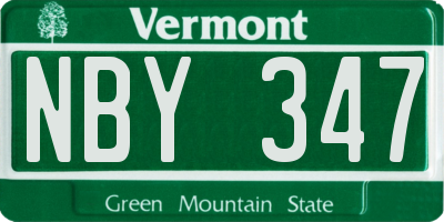 VT license plate NBY347