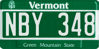 VT license plate NBY348