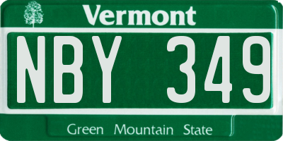 VT license plate NBY349