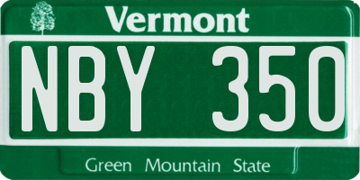 VT license plate NBY350
