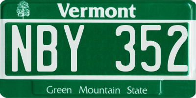 VT license plate NBY352