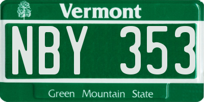 VT license plate NBY353