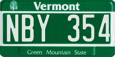 VT license plate NBY354
