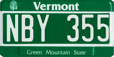 VT license plate NBY355