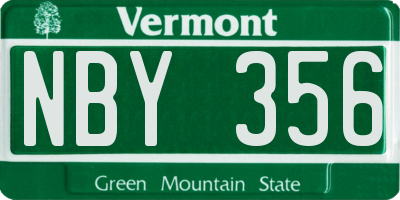 VT license plate NBY356