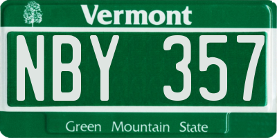 VT license plate NBY357