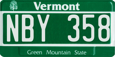 VT license plate NBY358