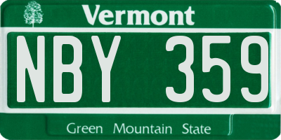VT license plate NBY359