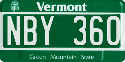 VT license plate NBY360