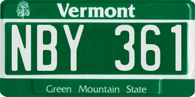 VT license plate NBY361