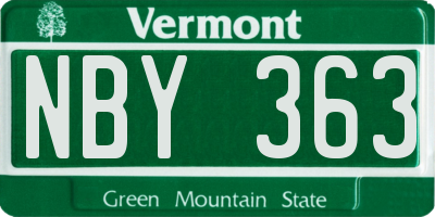 VT license plate NBY363