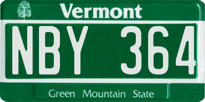 VT license plate NBY364