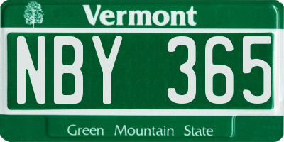 VT license plate NBY365