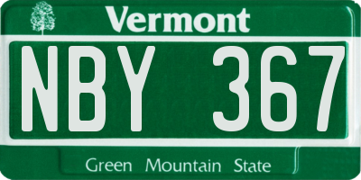 VT license plate NBY367