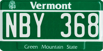 VT license plate NBY368