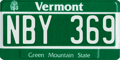 VT license plate NBY369