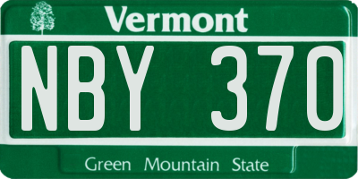 VT license plate NBY370