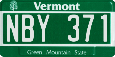 VT license plate NBY371