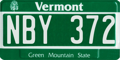 VT license plate NBY372