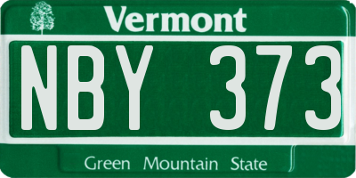 VT license plate NBY373