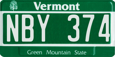 VT license plate NBY374