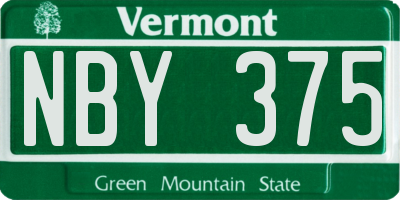 VT license plate NBY375