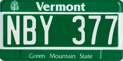 VT license plate NBY377