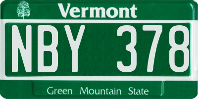VT license plate NBY378