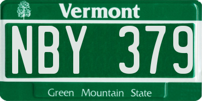 VT license plate NBY379