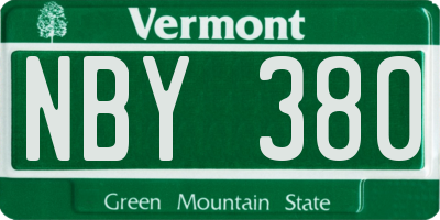 VT license plate NBY380