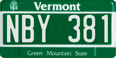 VT license plate NBY381