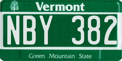 VT license plate NBY382