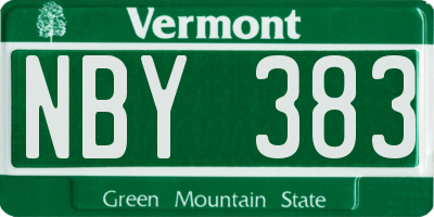 VT license plate NBY383