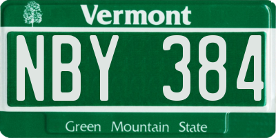 VT license plate NBY384