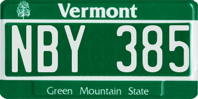 VT license plate NBY385