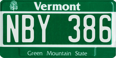 VT license plate NBY386