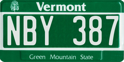 VT license plate NBY387