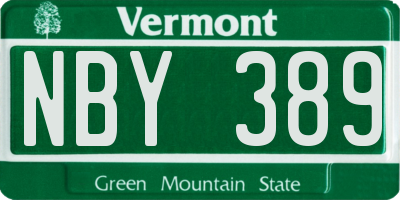 VT license plate NBY389