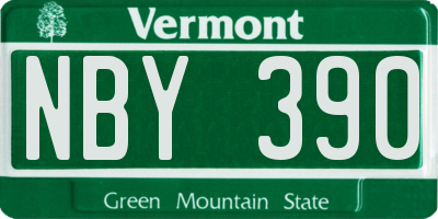 VT license plate NBY390