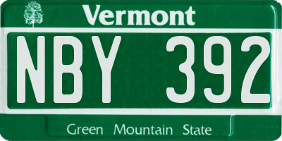 VT license plate NBY392