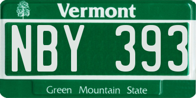 VT license plate NBY393